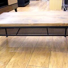 テーブル インダストリアル アイアンフレーム ローテーブル 木目 座卓 センターテーブル 家具 札幌市 厚別区の画像