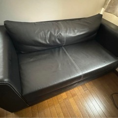【受付終了】IKEA 黒 ソファーベッド レザー調