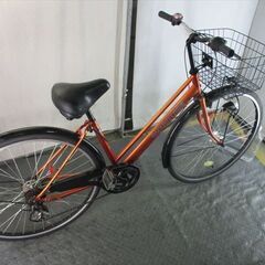 D705　★限定特価★ 中古自転車 【　27インチ　軽快車　6段　LEDオートライト 　レッド】(*^▽^*)の画像