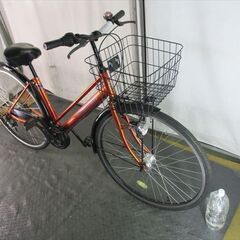 D705　★限定特価★ 中古自転車 【　27インチ　軽快車　6段　LEDオートライト 　レッド】(*^▽^*)の画像
