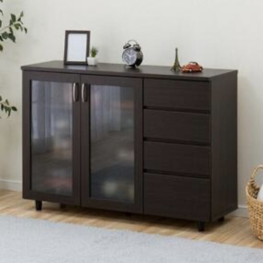 【超美品‼️】定価40,639円♪ ニトリ 120cm幅サイドボード(コパン120SB-G) キッチンカウンター 食器棚 木目調ダークブラウン♪