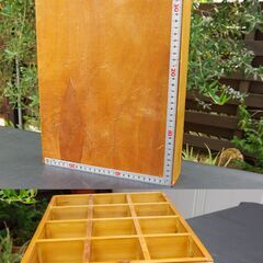 【アンティーク調/未使用】木製/仕切り木箱  12パーテーション収納の画像
