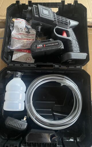 【引き取り先決定】MDHL 高圧洗浄機　バッテリー付き　24V 強力噴射　ノズル　泡洗浄可能　バケツ給水　洗車　掃除