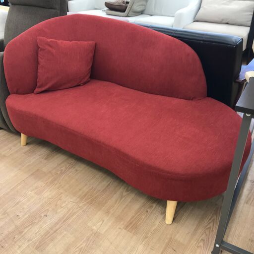 ★ジモティ割あり★  2人掛けソファ　ローソファー　レッド レッド H78×W145×D75 クリーニング済み KJ5850
