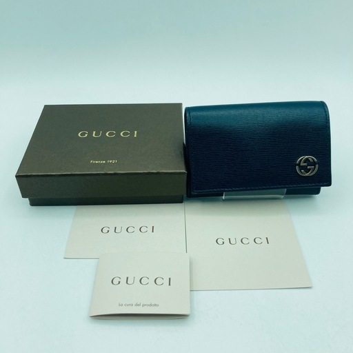 a0727601 GUCCI グッチ カードケース GG 306717203887 名刺入れ レザー シャンハイブルー ブランド アイテム 中古品