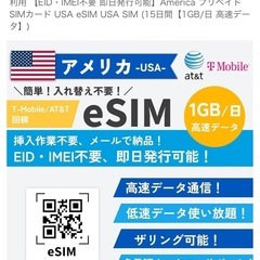 アメリカ　eSIM  15日　未使用
