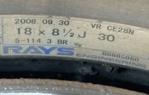 【商談中】RAYS VOLKRACING CE28N 18 8.5J 30 114.3 ランエボX　ダンロップDZ102（2年目）
