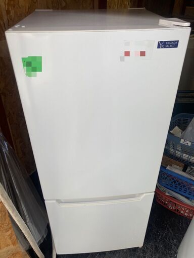 ☆中古￥11,800！YAMADA　117㍑2ドア冷蔵庫　家電　2019年製　YRZ-C12G2型　幅47㎝ｘ奥行50㎝ｘ高さ114㎝　【BH028】
