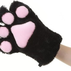 【新品・未使用】黒猫 4点セット 耳カチューシャ 首輪 もこふわ肉球 しっぽの画像