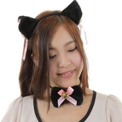 【新品・未使用】黒猫 4点セット 耳カチューシャ 首輪 もこふわ肉球 しっぽの画像
