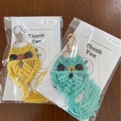 フクロウ　キーホルダー　ハンドメイドの画像