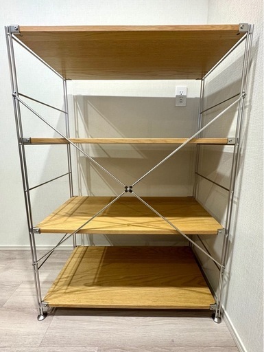 【引き渡し済み】【無印良品】ステンレスユニットシ ェルフ　オーク材棚セット　ワイド中