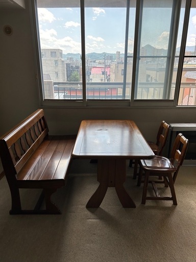 ダイニングテーブルセット 5人用 天然木 木製ベンチ アンティーク NICE