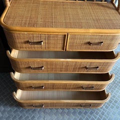 籐タンス ラタン家具 アジアン家具 小物入れ 洋服入れ 昭和タンス 【配達無料】の画像