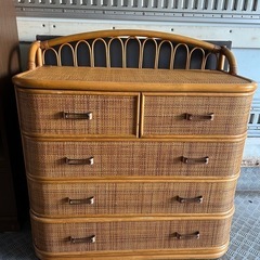 籐タンス ラタン家具 アジアン家具 小物入れ 洋服入れ 昭和タンス 【配達無料】の画像