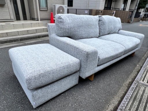 (ジS-31) SALE‼️￥9900(税込) 3人掛けソファ　オットマン付き　グレー