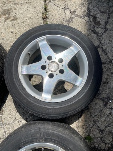 weds ウェッズ LEONIS レオニス アルミホイール 15×6.5JJ 5穴 PCD 100 オフセット +35 日本製 タイヤ TRANSAS TEO 195/60R15 中古品