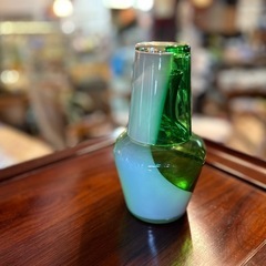 昭和レトロ　ガラス　デカンタ　グラス マーブルガラス グリーン ...