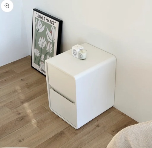 ホワイト 2段チェスト ベッドサイドテーブル　ART OF BLACK