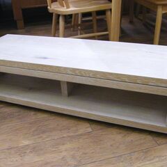 Francfranc BASIS TV SHELF TVボード テレビ台 ローボード 幅：113.5×奥行：39.5×高さ29cm ナチュラル系 シミあり 収納 家具 札幌市 厚別区の画像
