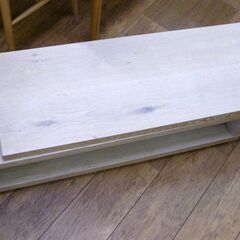 Francfranc BASIS TV SHELF TVボード テレビ台 ローボード 幅：113.5×奥行：39.5×高さ29cm ナチュラル系 シミあり 収納 家具 札幌市 厚別区の画像