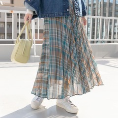アーバンリサーチ ドアーズ アコーディオンプリーツチェックスカートの画像