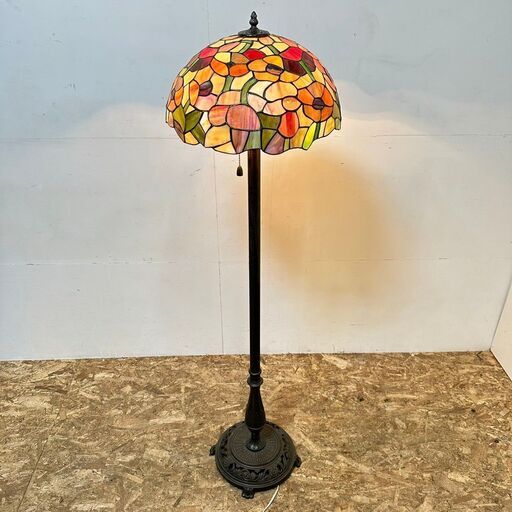 ステンドグラス フロアスタンド 2灯 フロアランプ 照明器具 花柄
