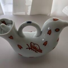 値下げ【未使用】有田焼 掛ノ谷窯 醤油差し 水差し 持ち手付き汁次 鳩型 ペアの画像