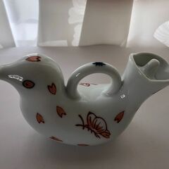 値下げ【未使用】有田焼 掛ノ谷窯 醤油差し 水差し 持ち手付き汁次 鳩型 ペアの画像