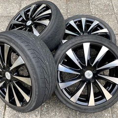 ◆17インチ 4本セット 社外アルミホイール 17×7J 100×4H +48 夏タイヤ 205/45R17 フィット キューブ マーチ等