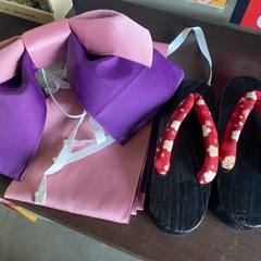 大人用　浴衣帯・下駄セット(帯の部分に少しツレが有ります)