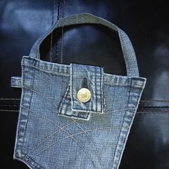 ◆ハンドメイド古着リメイク手提げポーチ