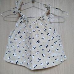 リボンキャミソール◇ハンドメイド・パンダ柄(サイズ95~105)