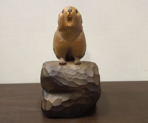 1 金岡作 金岡茂幸？ 犬 イヌ 一刀彫 木彫り 木彫刻 アイヌ 北海道 3