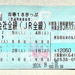 青春18きっぷ 4回分 大阪駅 鶴橋駅