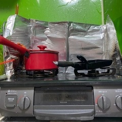 グリル付き2口カセットコンロ