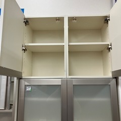 食器棚 pamouna 上棚付 ホワイト×シルバー 33,000円