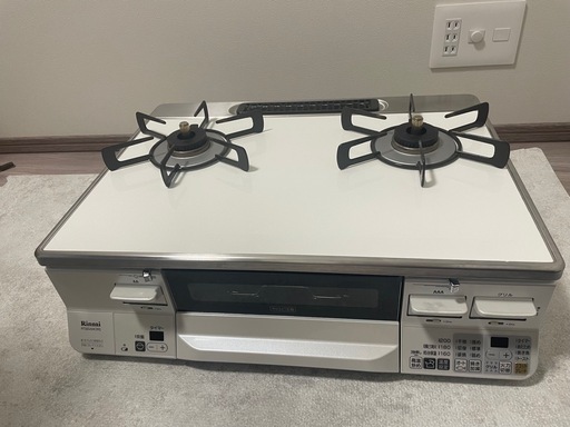【美品】ガステーブル　ラクシエ　ガラストップガスコンロ　水無両面焼き