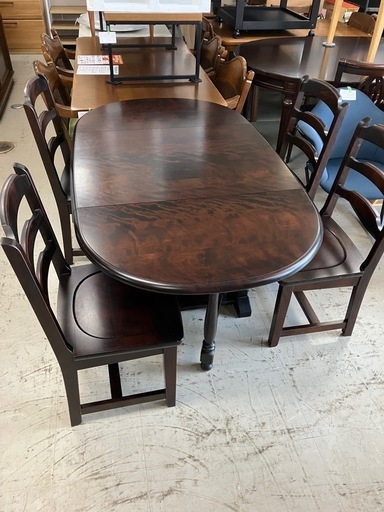 取引場所 南観音 K2408-290 北海道民芸家具 バダフライテーブル ダイニングテーブルセット イス４脚付き バラ売り不可 汚れキズあり