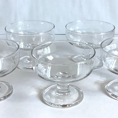 【アンティーク美品】アイスクリームカップ ガラス 5個セットデザ...