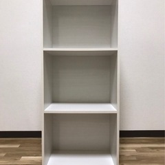 3段木目調カラーボックス　ホワイト