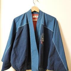 藍染　ブルゾン綿100% ラグラン  ネイビー ゆったりサイズ ...