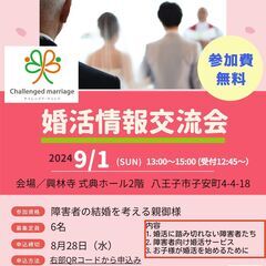 9/1(日)障害者の結婚のため　親御様が学ぶ婚活情報交流会
