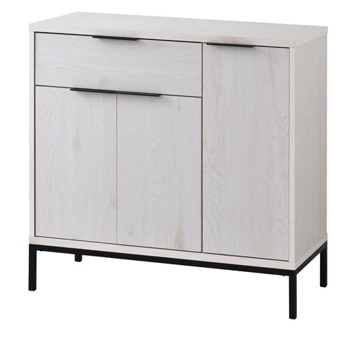 【値下げ！8月末処分予定】新品未使用 木製スチールキャビネット 幅90cm  ホワイト リビング収納