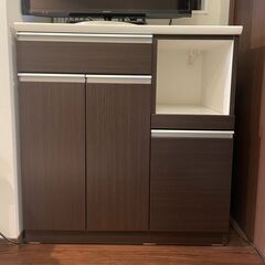 ニトリ キッチンカウンター ダークブラウンの画像