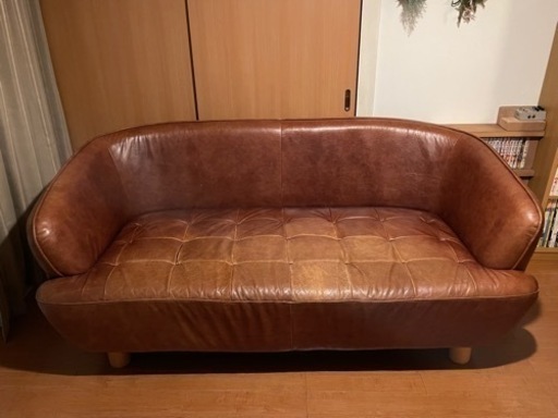 総革製　3人掛け　ソファ　レザー