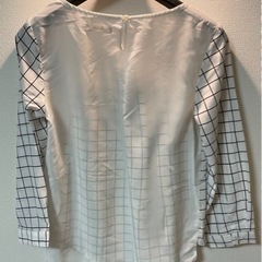 美品　新品　長袖　ブラウス　レディース　オフィスカジュアル　白　チェック　シャツの画像