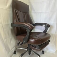 不二貿易 オフィスチェア デスクチェア ブラウン オットマン付き 無