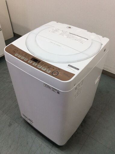 JT9307【SHARP/シャープ 7.0㎏洗濯機】美品 2021年製 ES-T713 家電 洗濯 簡易乾燥付