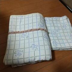 キルトブランケット+ シーツ セット ブルー   